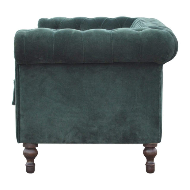 Emerald Green Velvet Double Seated Chesterfield Sofa | The House Office