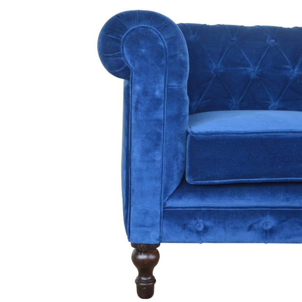 Royal Blue Velvet Double Seated Chesterfield Sofa | The House Office