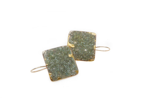 Moss Earrings  bronze/gold filled wire/enamels/natural lacquer/gold powder