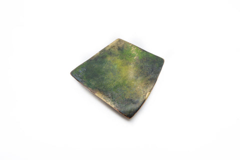 Asymmetrical Moss Brooch bronze/enamels/acrylic paint/natural lacquer/gold powder