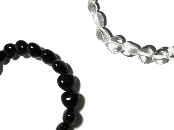 Quartz Crystal & Black Onyx Heart beads Bracelet