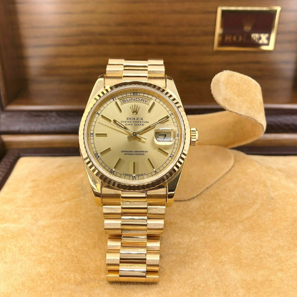 Rolex Day Date President 18K Yellow Gold 36mm Watch 18238 Factory Dial ...