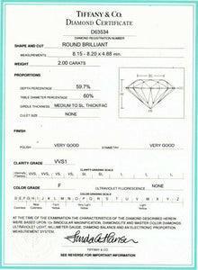 tiffany and co certificate