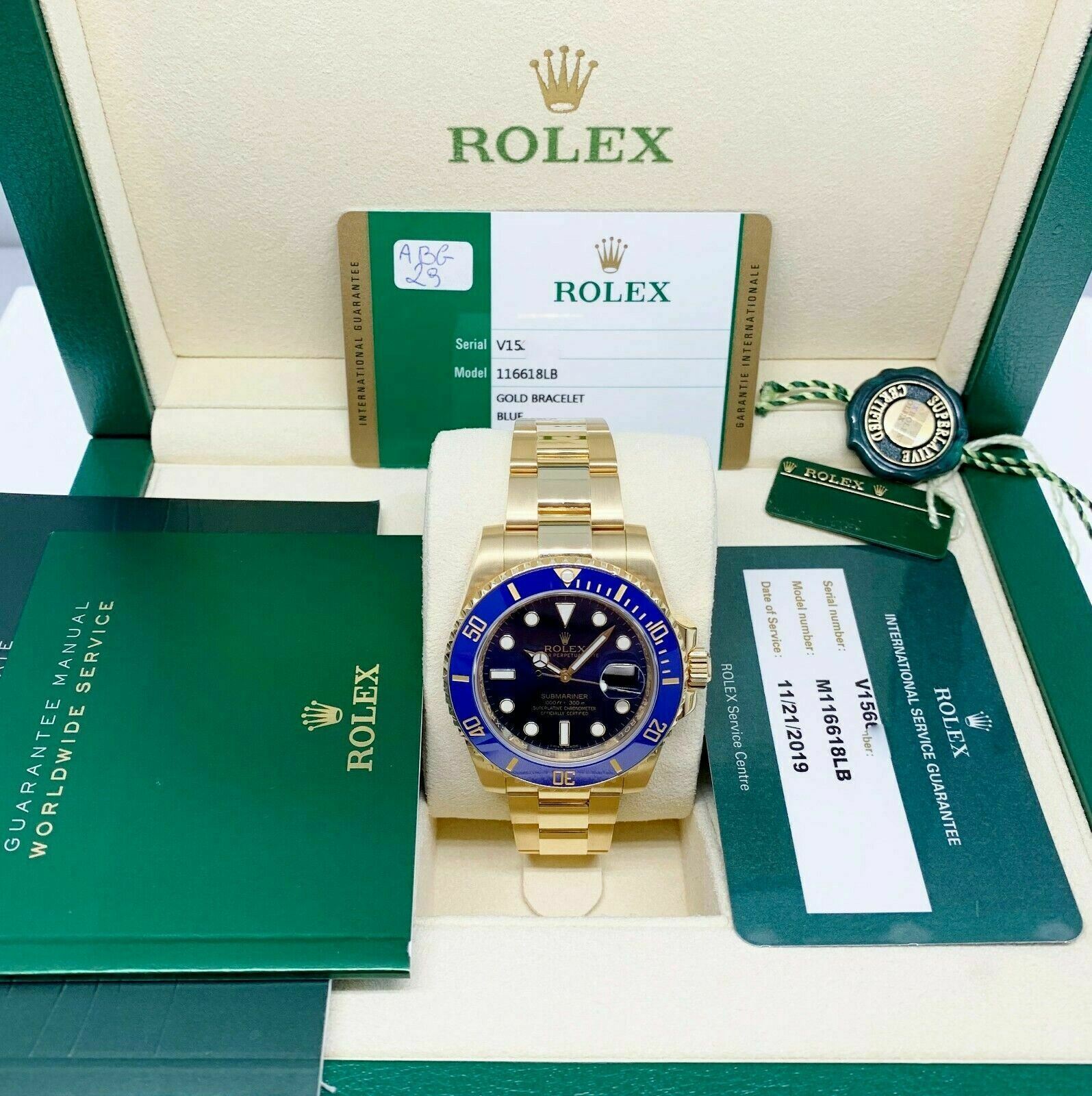 Rolex 40MM 18K Gold Blue Submariner Date 116618LB Box and – NGDC.LA