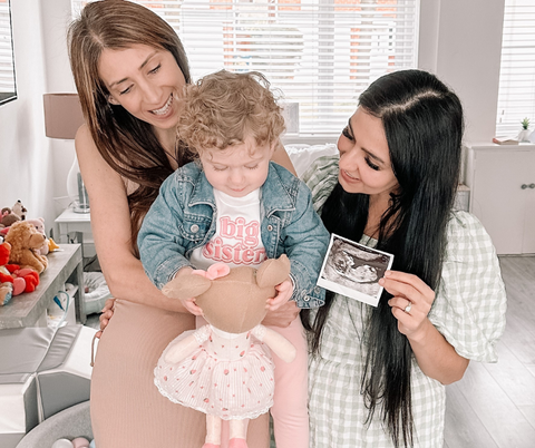 Same-sex parents Rachael and Ashley and daughter Avery