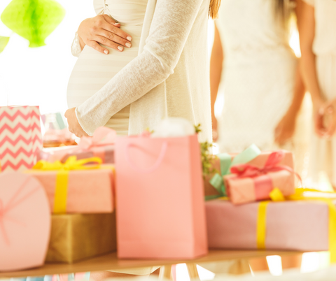 Table of gifts at a baby shower