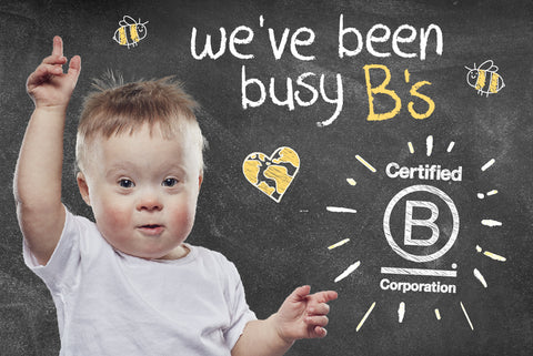 B Corp logo and baby