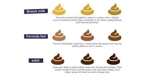 Chart showing what the different colours of baby poop mean