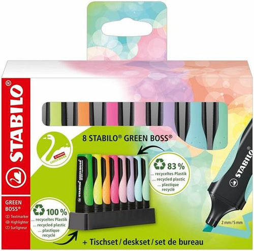 Evidenziatori Stabilo Green Boss - Set scrivania 8 pezzi – Centroscuola