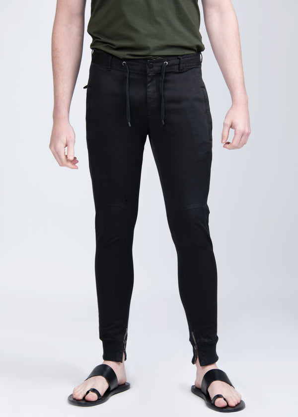 ARI STRETCH COTTON JOGGERS WITH SNAP POCKETS IN BLACK