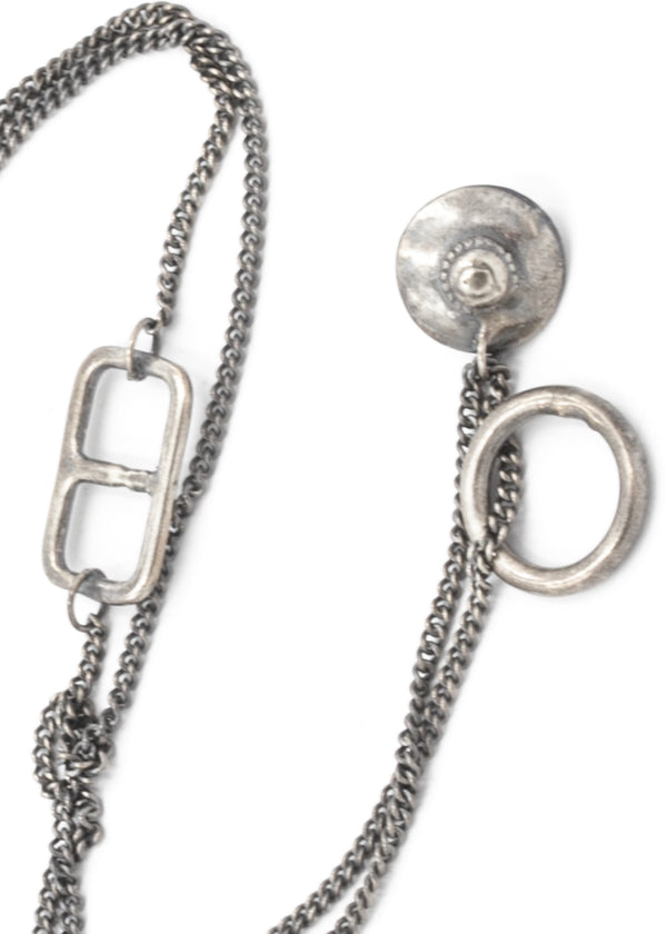 GOTI SILVER MULTI CHAIN WITH SHAPED ACCENTS NECKLACE