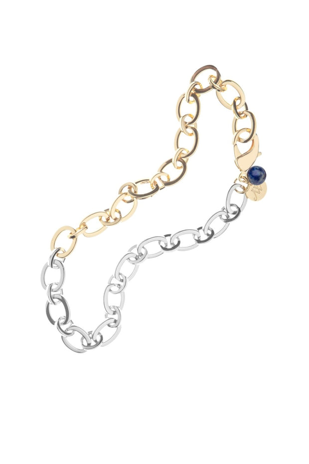 Chunky Link Chain with Lapis Bead
