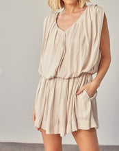 Load image into Gallery viewer, Pleated Romper/Dress with Padded Shoulder
