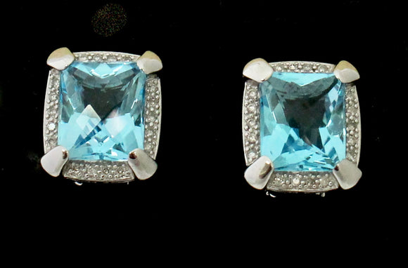 Dazzling ~ Blue Topaz & Diamond Earrings – Fancy Flea Antiques