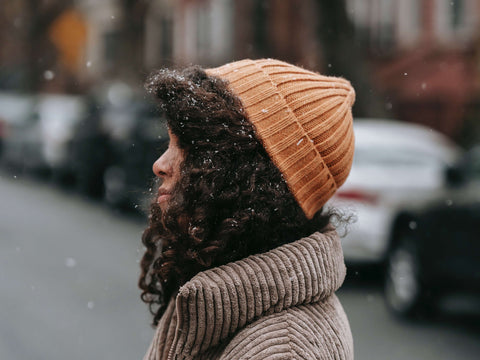 winter hair care tips, wearing hat to protect hair
