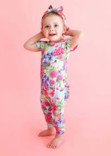 Load image into Gallery viewer, baby ruffle cap sleeve floral jumpsuit 
