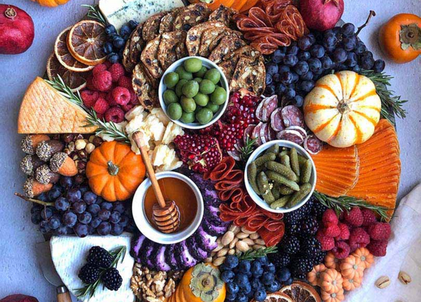 Fall Cheese Board with Bright Colours