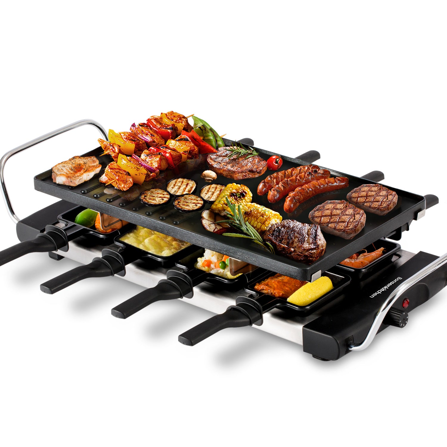 de wind is sterk bibliotheek tarwe Bonsenkitchen Party Griddle Smokeless Indoor Electric Grill