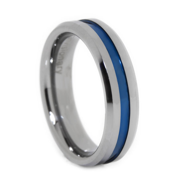 Thin Blue Line Tungsten Ring 6mm