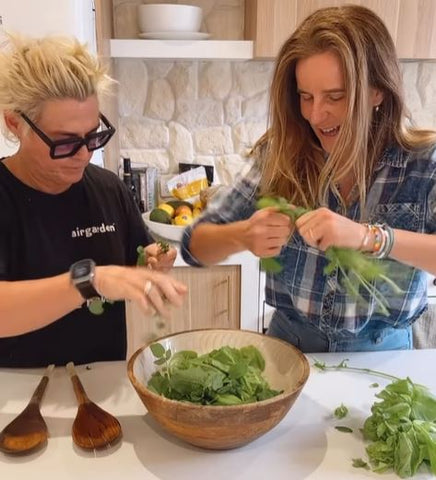 Lisa Messenger making a fresh salad from her Airgarden