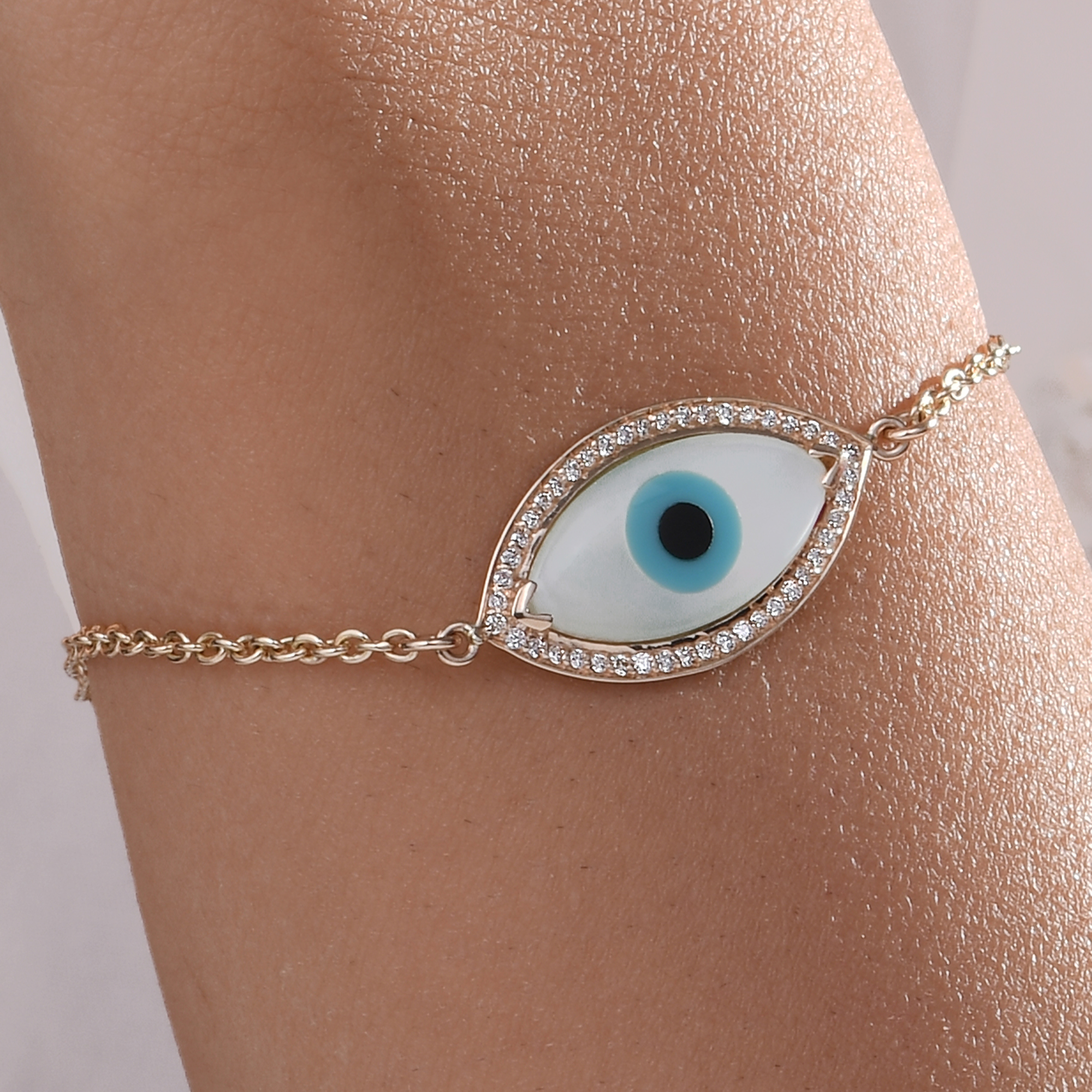 Marquise Evil Eye Diamond Pearl Bracelet | KAJ Fine Jewellery | Le Mill 6 In / White