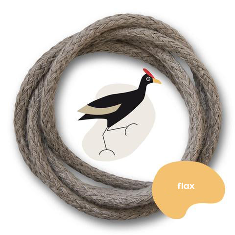 Flax charging cable, sustainable cable with orange and black plug, Watercock, Graphic