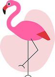 Bird illustration red flamingo, colour pink, standing on one leg