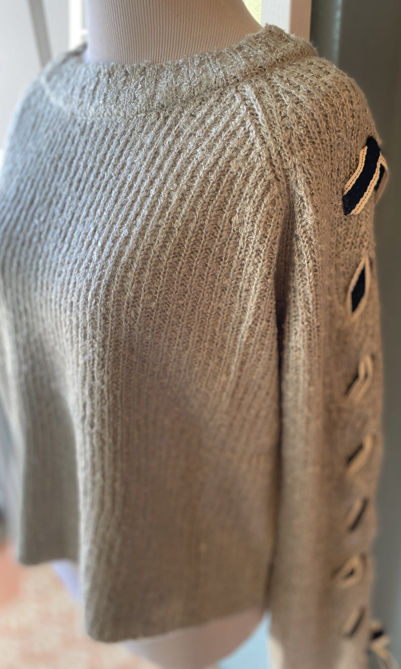 Litz Grey Laced Sleeve Sweater