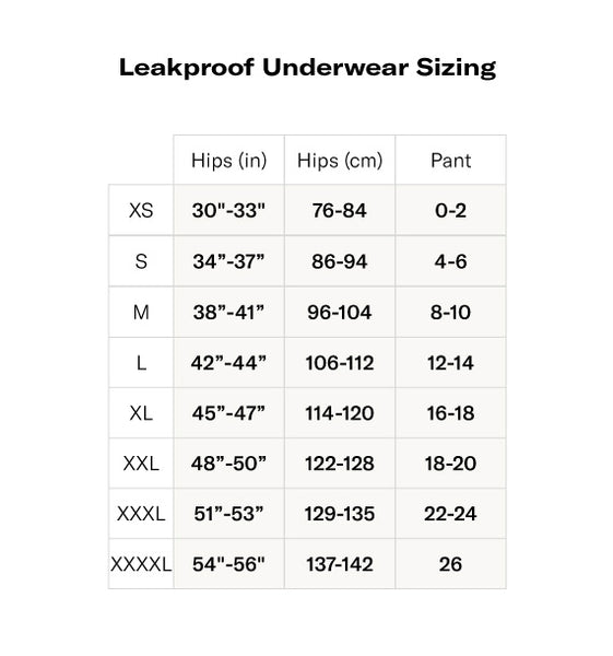 Size Charts – Knix Warehouse Canada