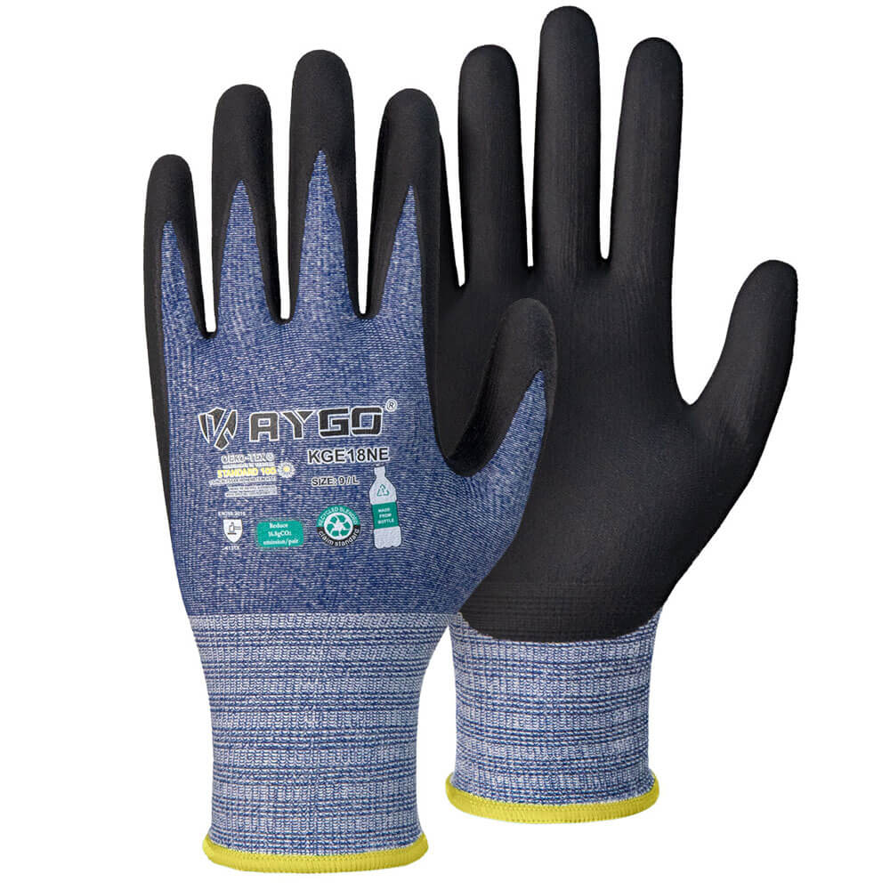 Safety Work Gloves PU Coated-12 Pairs KAYGO KG11PB Seamless Knit Glove with Polyurethane Coated Smooth Grip on Palm & Fingers for Men and Women