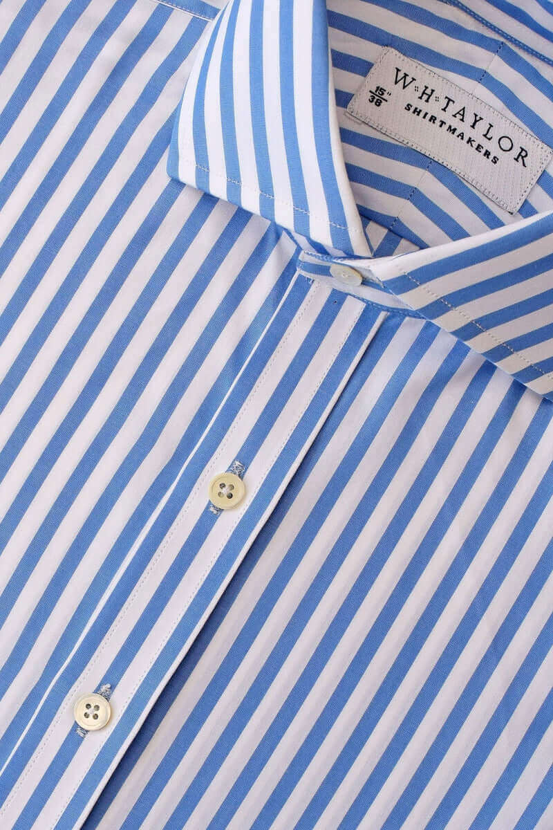 Blue Butcher Stripe Poplin Bespoke Shirt