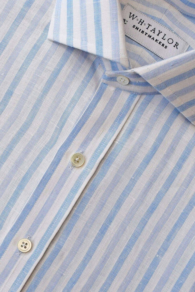 Blue Butcher Stripe Linen Bespoke Shirt