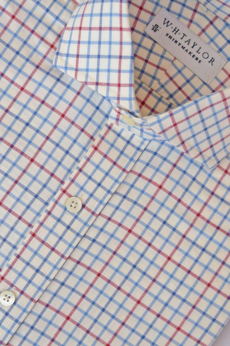 Blue & Red Kendal Country Check Twill Men's Bespoke Shirt