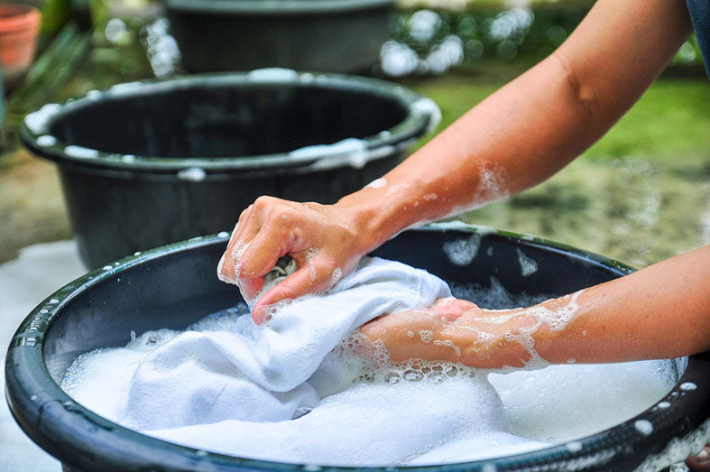 hands washing clothing