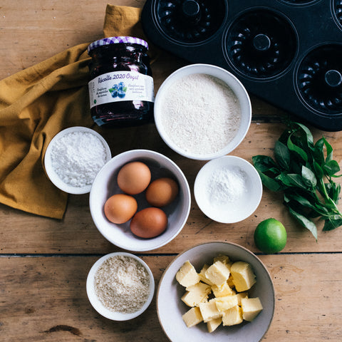 Récolte - Cake à la confiture de myrtille & basilic