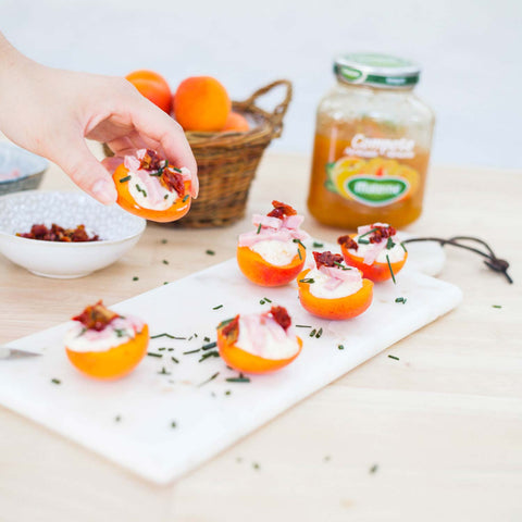 Bouchée au jambon et fourrée aux abricots et à la ricotta