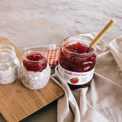 Récolte - Le lendemain, ajoutez la confiture de fraises Récolte.