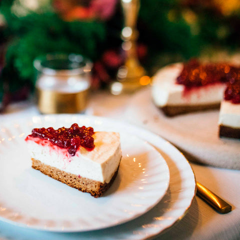 Cheese cake, base au pain d’épice, mousse noix de cajou et compote d’Airelles Materne