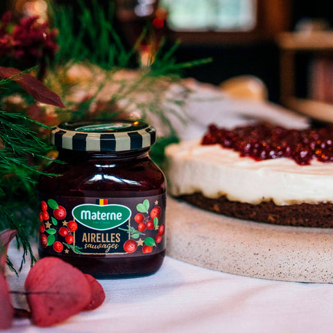 Cheese cake, base au pain d’épice, mousse noix de cajou et compote d’Airelles Materne