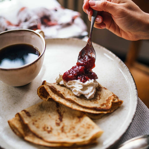 Crêpes et confiture allégée Fraise-Cranberry