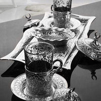 Thumbnail for Silver Turkish Tea Set For Two People with Tray Sana's Sets 