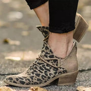 Women pointed toe Leopard ankle boots back zipper martin boots