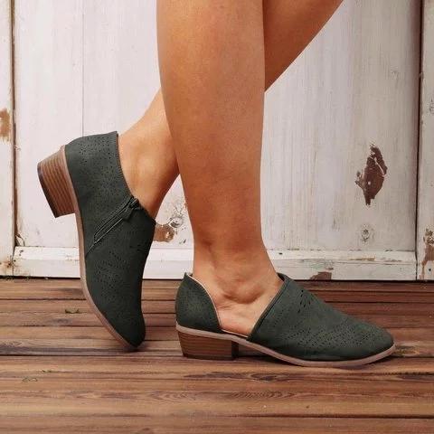 low heel cutout booties