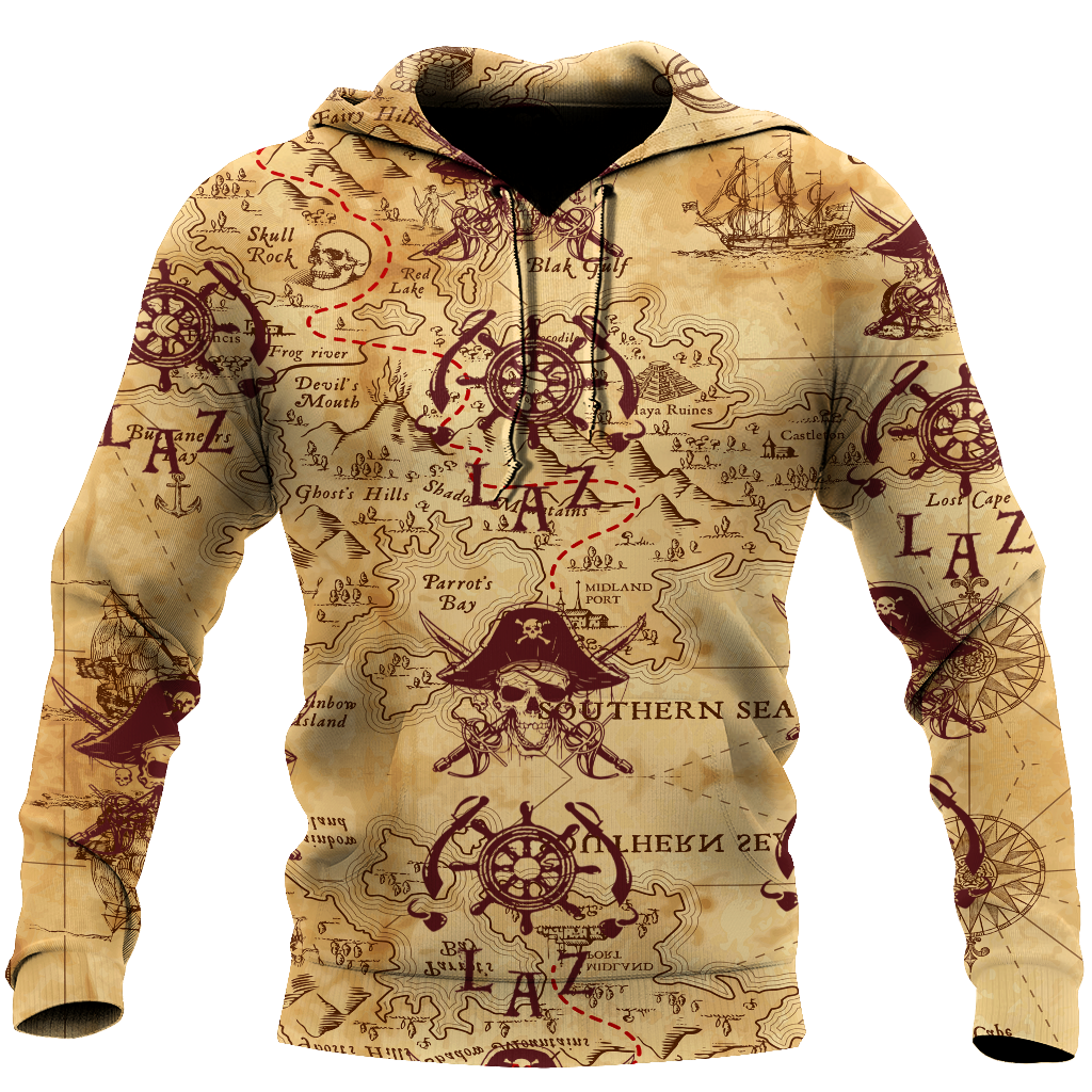 Caribbean Map Over Printed Hoodie - Vibe Cosy™