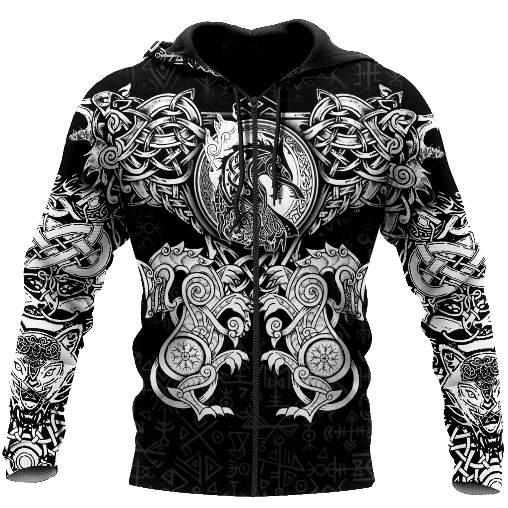All Over Printed Viking Wolf Hoodie HTT23092001-MEI - Vibe Cosy™