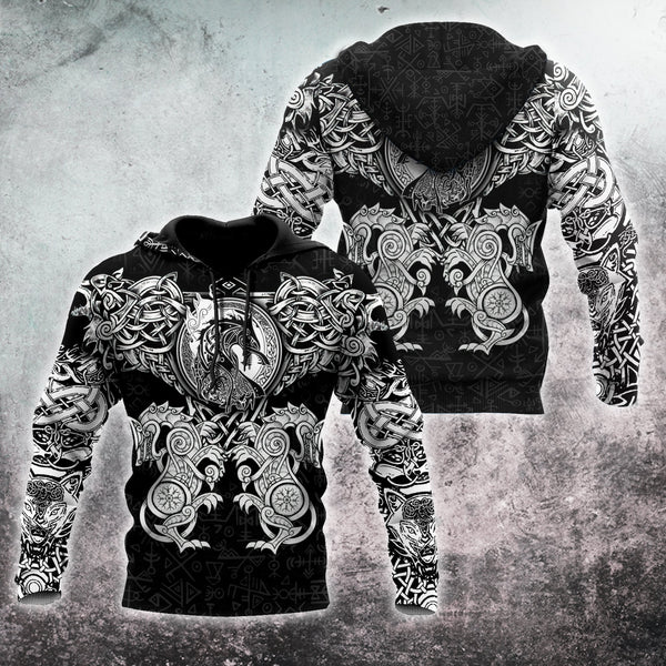 All Over Printed Viking Wolf Hoodie HTT23092001-MEI - Vibe Cosy™