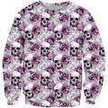3D All Over Print Skull And Violet flower Shirts-Apparel-Phaethon-Sweatshirt-S-Vibe Cosy™