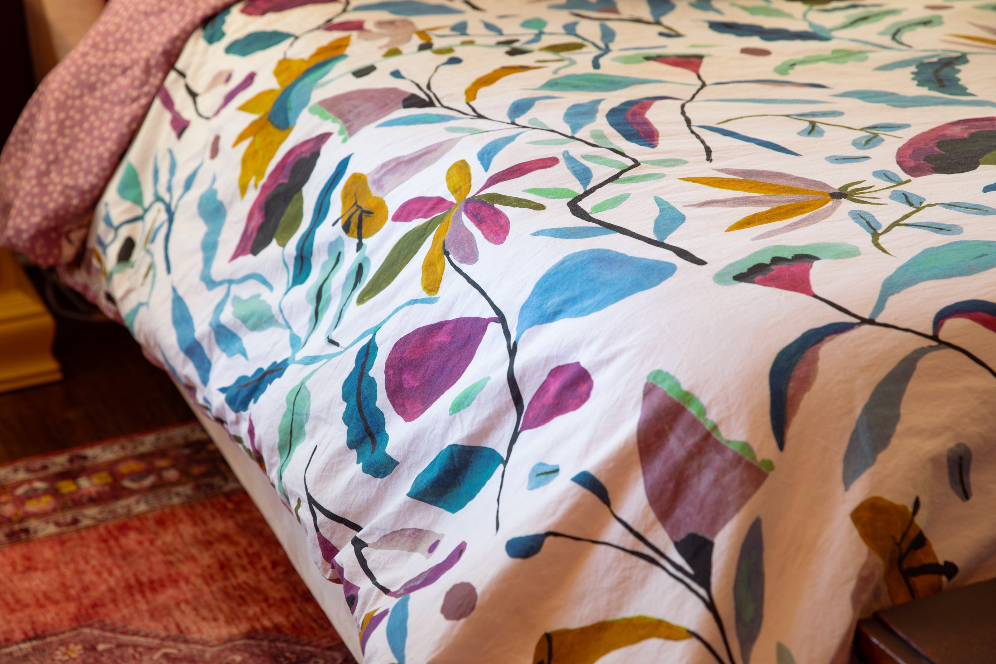 Francoise Organic Percale Duvet Cover from Anthropologie on bed