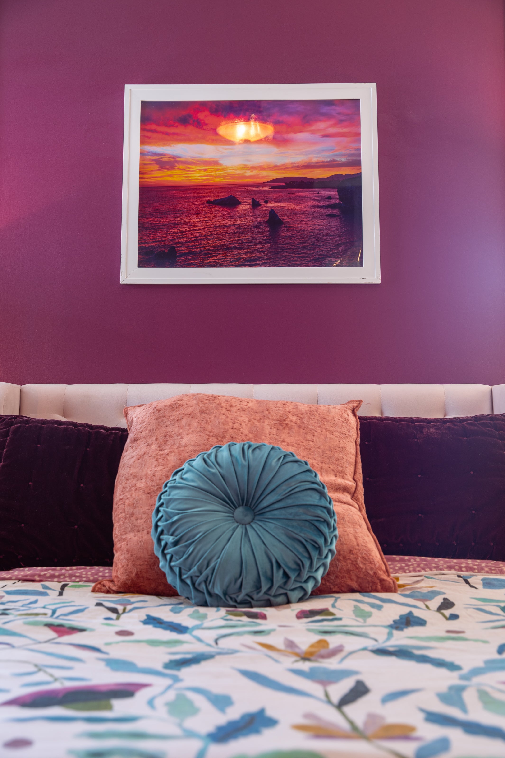 CALIFORNIA FIRE SUNSET PHOTOGRAPHY PRINT over bed