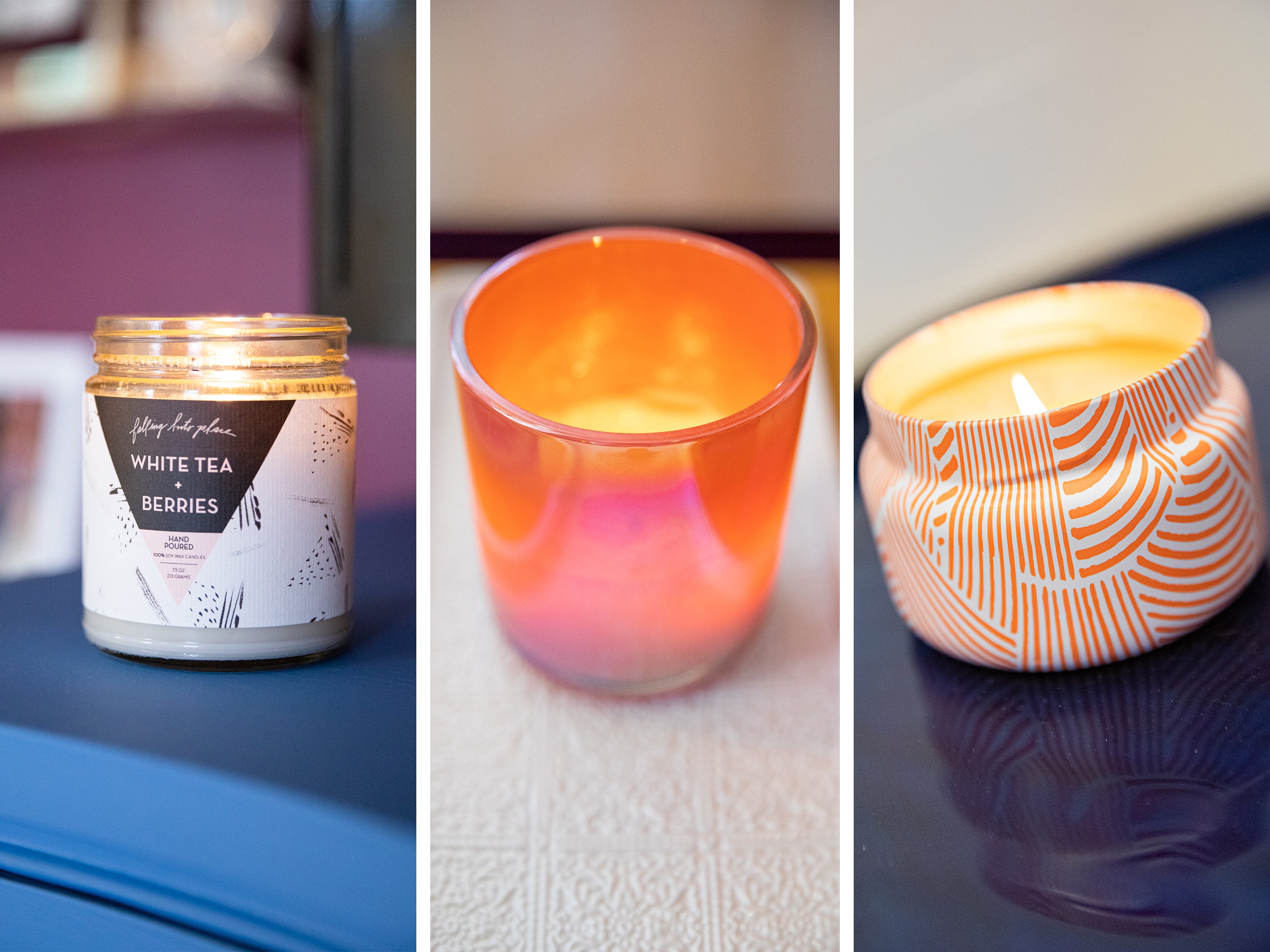 Trio Photos with three different candles